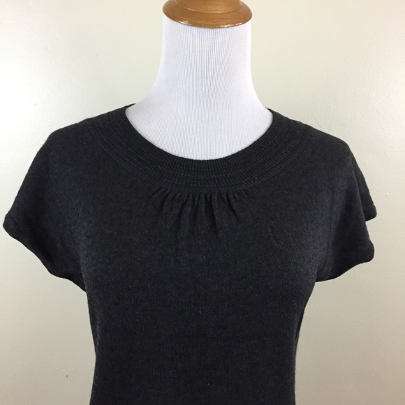 OLIVE DES OLIVE Black Wool Blend Pockets Short Sleeve Pockets Knit Sweater - Picture 4 of 8